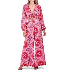 Carolina Constas Stylish Pink Patterned Women's 2 piece outfit
